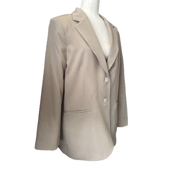 New H&M Loose Fit Tan Blazer Jacket Double Button  M - Picture 2 of 9